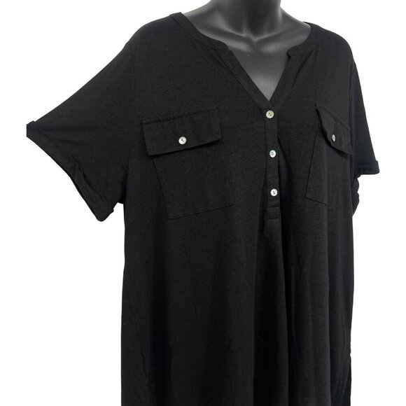 J. Jill Women Black Button Shirt Pocket Top XLP Petite Linen Extra Large NWT New - Picture 3 of 8